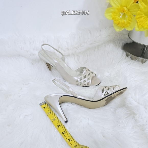 Garolini Mes Amis Chic Pearl Color Slingback Heels Size 8 1/2 - Picture 5 of 10